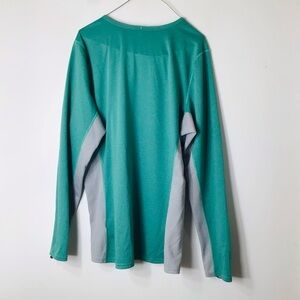 Teal and Light Gray Long-Sleeve Women's Top